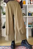 Bennie Quirky Barrel Pant Deep Olive Pin Stripe